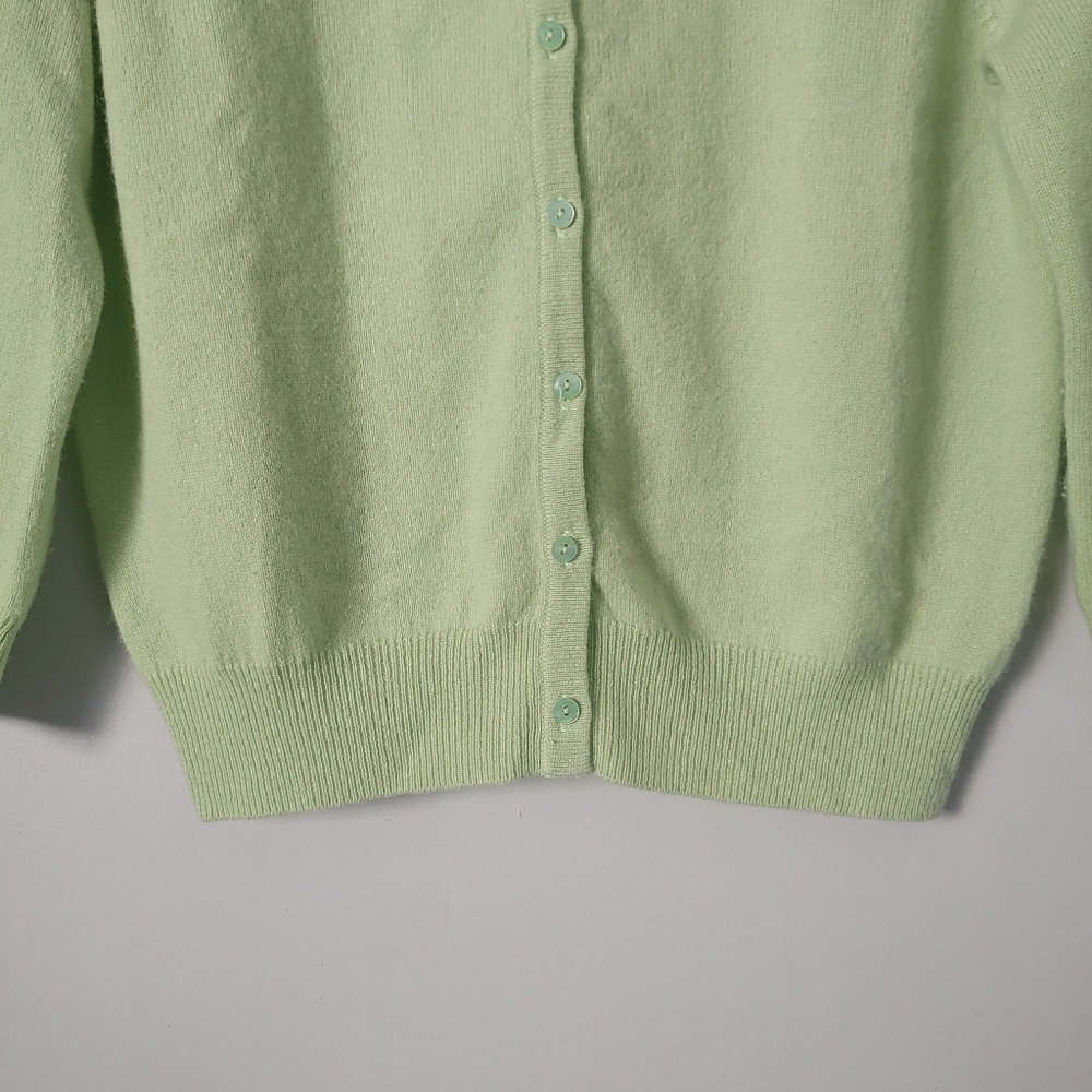 Marks & Spencer Crewneck Cashmere Cardigan Size Medium Green - Picture 9 of 16